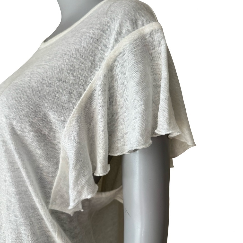 CURRENT/ELLIOTT “The Cosmos Tee” 100% Linen Flutter Sleeve Knit Top W/Tag 4/XL - Picture 5 of 14